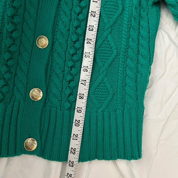 J CREW Cable-Knit Cardigan Sweater Green Lambswool Blend S - Picture 11 of 14